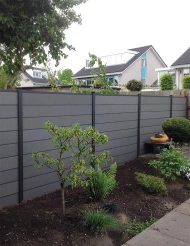 Clôture Eléphant  en composite 1800x1800mm gris roc sur platines