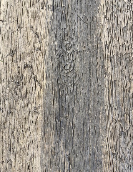 Table en bois massif en chêne ancien avec pieds en acier L.180 x P.100