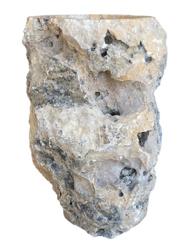 Vasque sur pied en pierre brute beige 40x90 cm