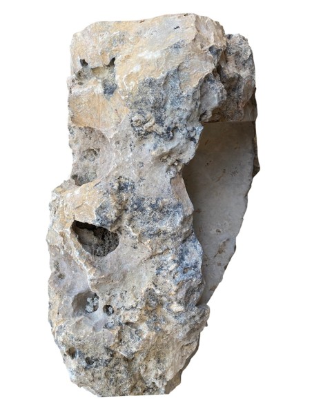 Vasque sur pied en pierre brute beige 40x90 cm