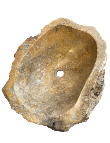 Vasque sur pied en pierre brute beige 40x90 cm