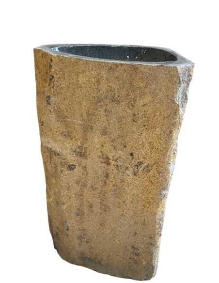 Vasque sur pied mégalithique en pierre de rivière 45x90 cm