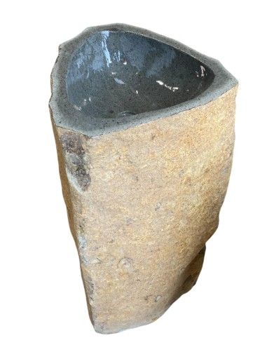 Vasque sur pied mégalithique en pierre de rivière 45x90 cm