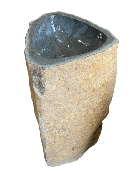 Vasque sur pied mégalithique en pierre de rivière 45x90 cm