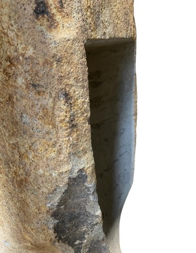 Vasque sur pied mégalithique en pierre de rivière 45x90 cm