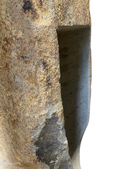 Vasque sur pied mégalithique en pierre de rivière 45x90 cm