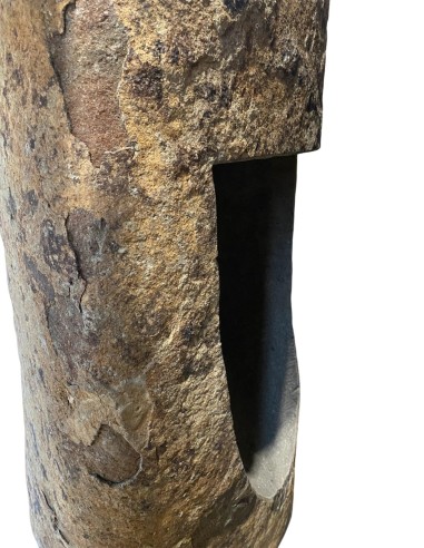 Vasque sur pied mégalithique en pierre de rivière 45x90 cm