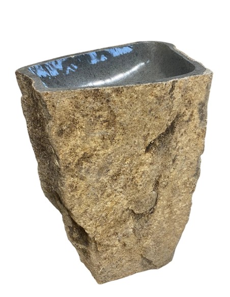 Vasque sur pied mégalithique en pierre de rivière 45x90 cm