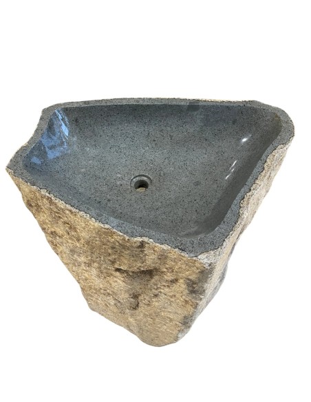 Vasque sur pied mégalithique en pierre de rivière 45x90 cm