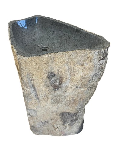 Vasque sur pied mégalithique en pierre de rivière 45x90 cm