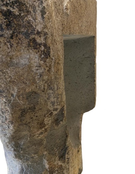 Vasque sur pied mégalithique en pierre de rivière 45x90 cm