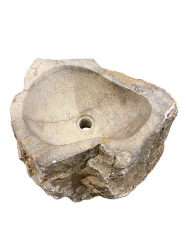 Vasque sur pied en pierre brute beige 40x90 cm