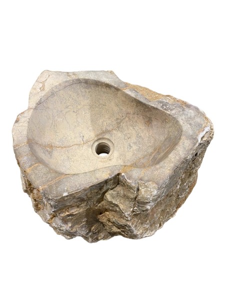 Vasque sur pied en pierre brute beige 40x90 cm