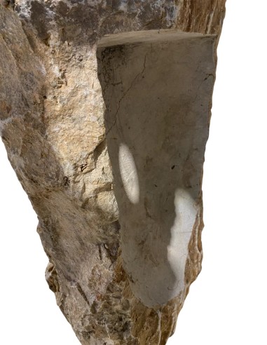 Vasque sur pied en pierre brute beige 40x90 cm