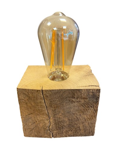 Lampe à ampoule sur socle en vieux bois