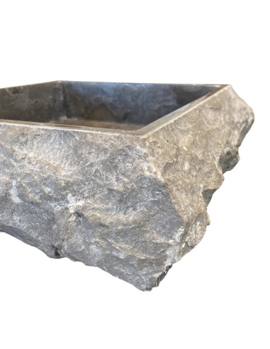 Vasque en marbre gris brut 45x45x15 cm