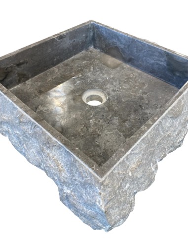 Vasque en marbre gris brut 45x45x15 cm