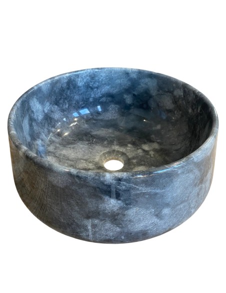 Vasque en marbre gris poli diamètre 40 cm hauteur 16 cm