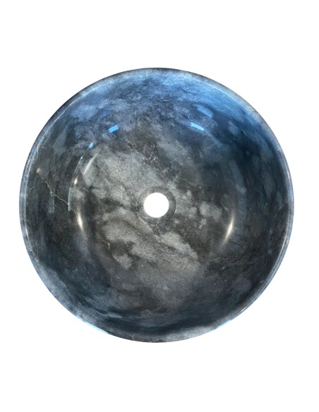 Vasque en marbre gris poli diamètre 40 cm hauteur 16 cm