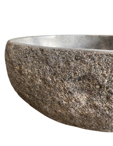 Vasque en pierre de rivière grise, diamètre 30 cm