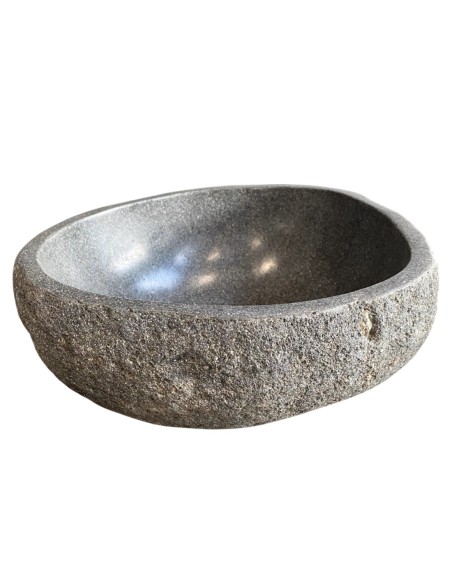 Vasque en pierre de rivière grise, diamètre 30 cm