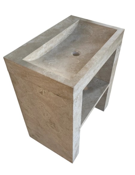 Meuble Vasque en Travertin Beige 70x45x85 cm