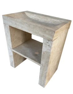 Meuble Vasque en Travertin Beige 70x45x85 cm 2