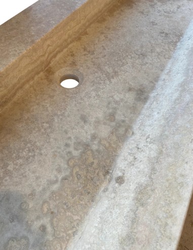 Vasque en Travertin Ivoire 120x45x10 cm