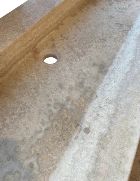 Vasque en Travertin Ivoire 120x45x10 cm