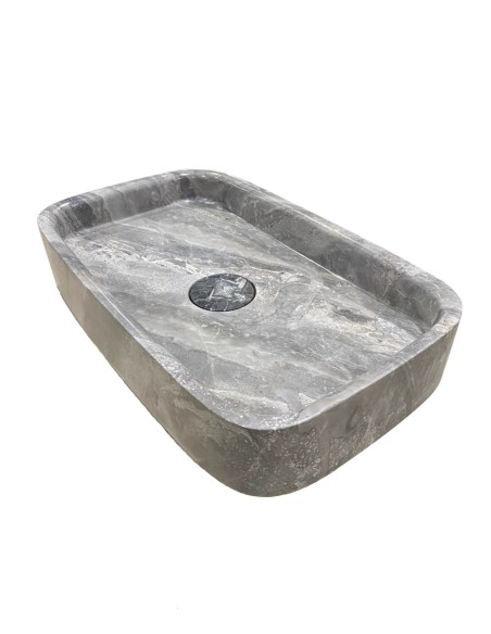 Vasque en marbre gris poli 58x35x10 cm