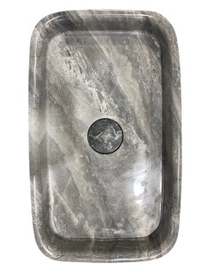 Vasque en marbre gris poli 58x35x10 cm 2