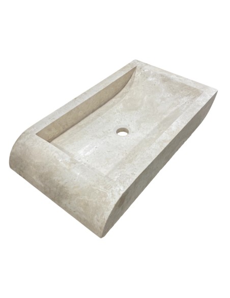 Vasque en travertin ivoire 70x40x10 cm