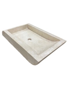 Vasque en travertin ivoire 70x40x10 cm 2
