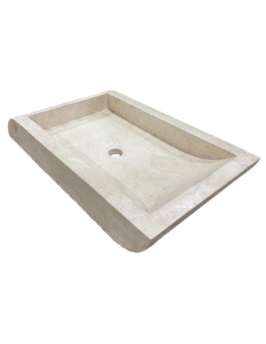 Vasque en travertin ivoire 70x40x10 cm