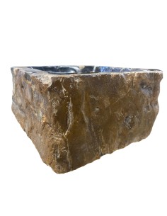 Vasque en bois fossilisé noir, diamètre 40 cm 2