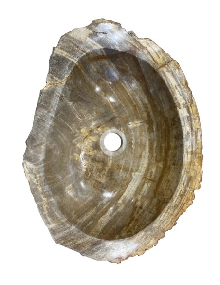 Vasque en bois fossilisé marron - Diamètre 40 cm