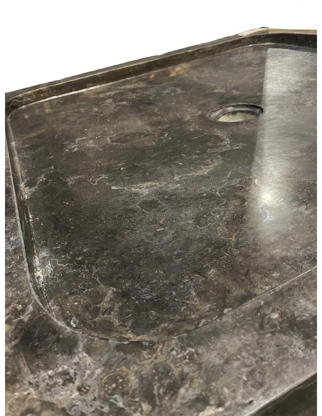 Receveur de douche en marbre noir poli 90x90 cm, hauteur 9 cm