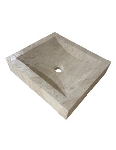 Vasque en travertin ivoire 45x40x10 cm