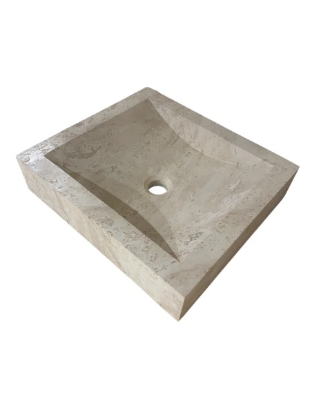 Vasque en travertin ivoire 45x40x10 cm