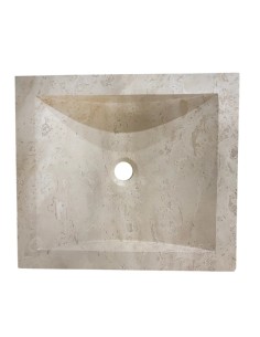 Vasque en travertin ivoire 45x40x10 cm 2