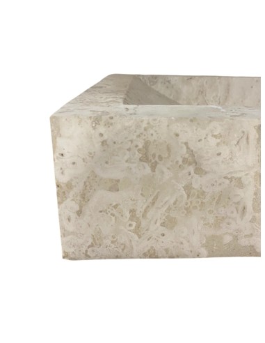 Vasque en travertin ivoire 45x40x10 cm