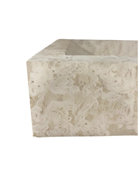 Vasque en travertin ivoire 45x40x10 cm