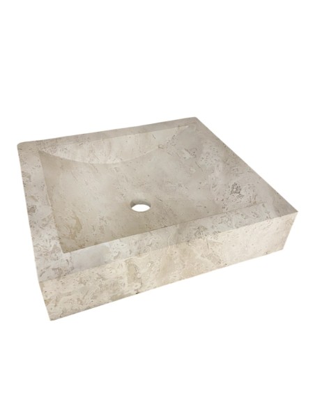Vasque en travertin ivoire 45x40x10 cm