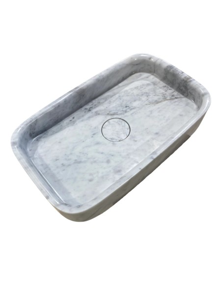 Vasque en marbre blanc poli 58x35x10 cm