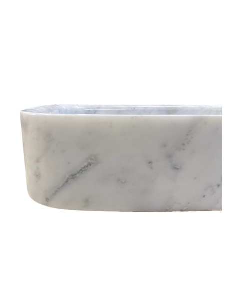 Vasque en marbre blanc poli 58x35x10 cm