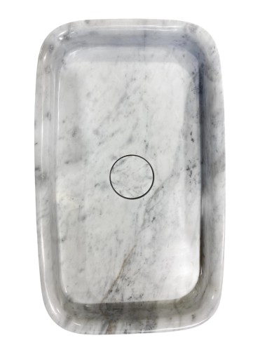 Vasque en marbre blanc poli 58x35x10 cm