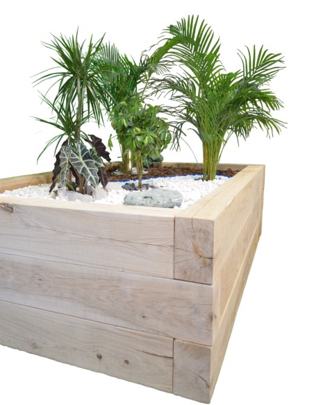 Bac à Potager en traverses Chêne neuve 142x142x60 cm