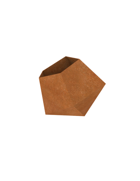 Bac à fleurs en acier Corten Exagone : dimension 50 x 50 x 50 cm