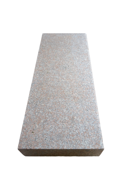 Marche-bloc en granit rose 100x40x14 cm scié flammé